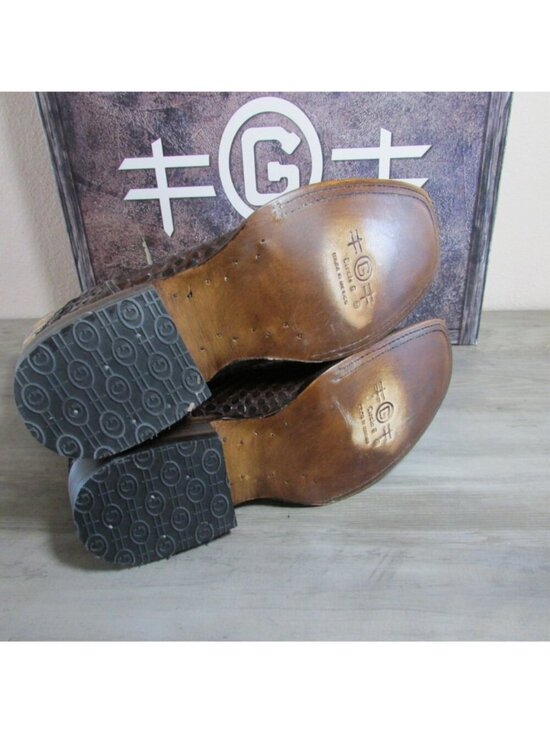 Circle G Corral Men\'s Python Embroidery Square Toe Boots Brown L6192
